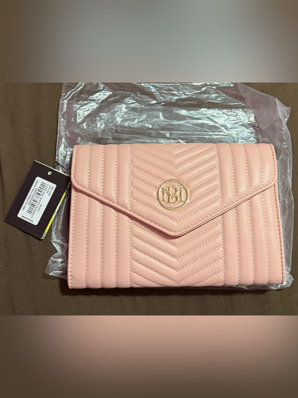 NWT. Blush Pink Quilted Envelope Clutch Crossbody Purse